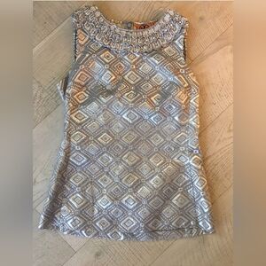 Tory Burch Embellished Silver Reflective top Size 12